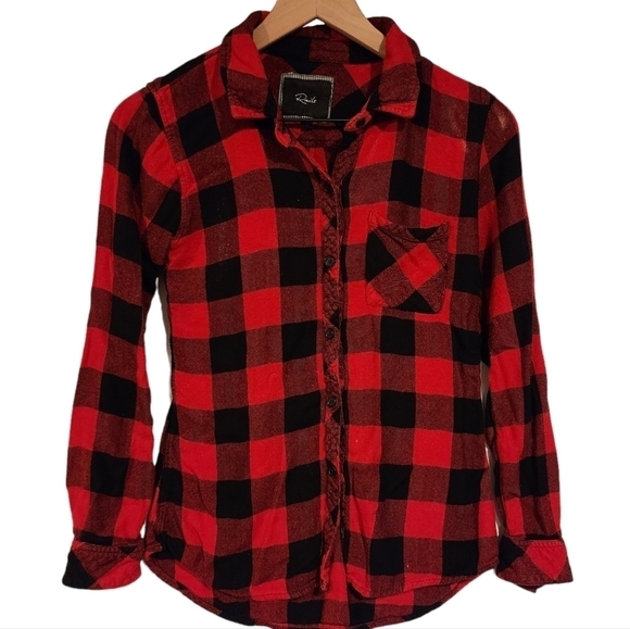 Rails Red Buffalo Plaid Check‎ Long Sleeve Flannel Shirt Button Front Top sz Sm - Picture 1 of 9